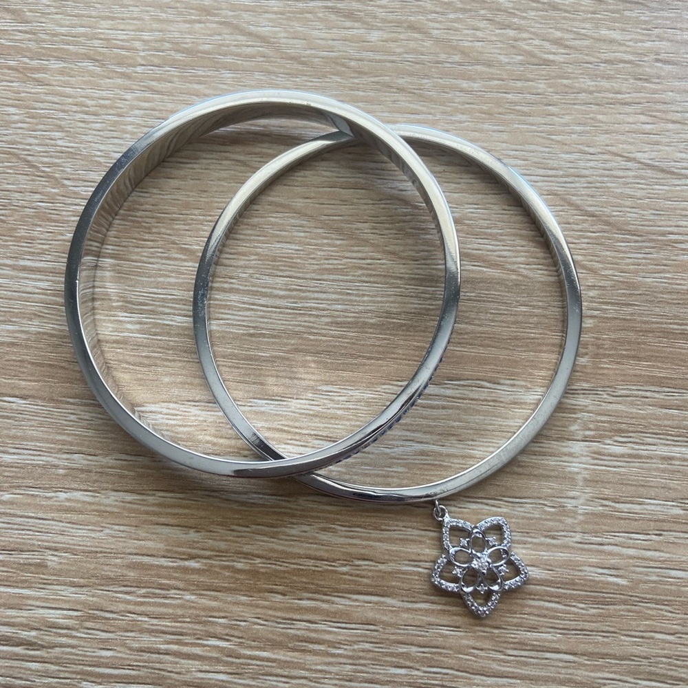 Coach silver blue crystal bangle set